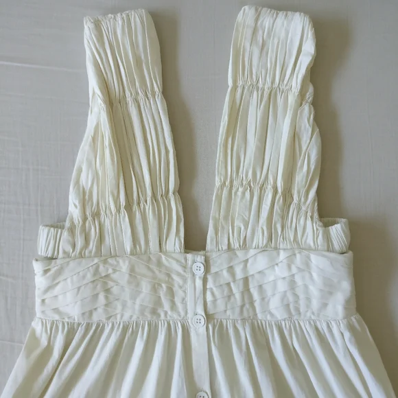 NWT Anthropologie Forever That Girl Tiered Deep V Cream Embroidered Dress Sz XS - Picture 8 of 13